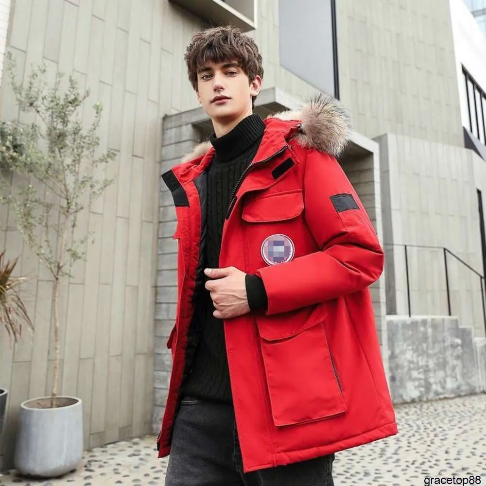 Y813 Men's Down Parkas and Women's Cotton Jacket Medium Length 2023 New Korean Version Thickened Winter Coat Big White Goose Couple's