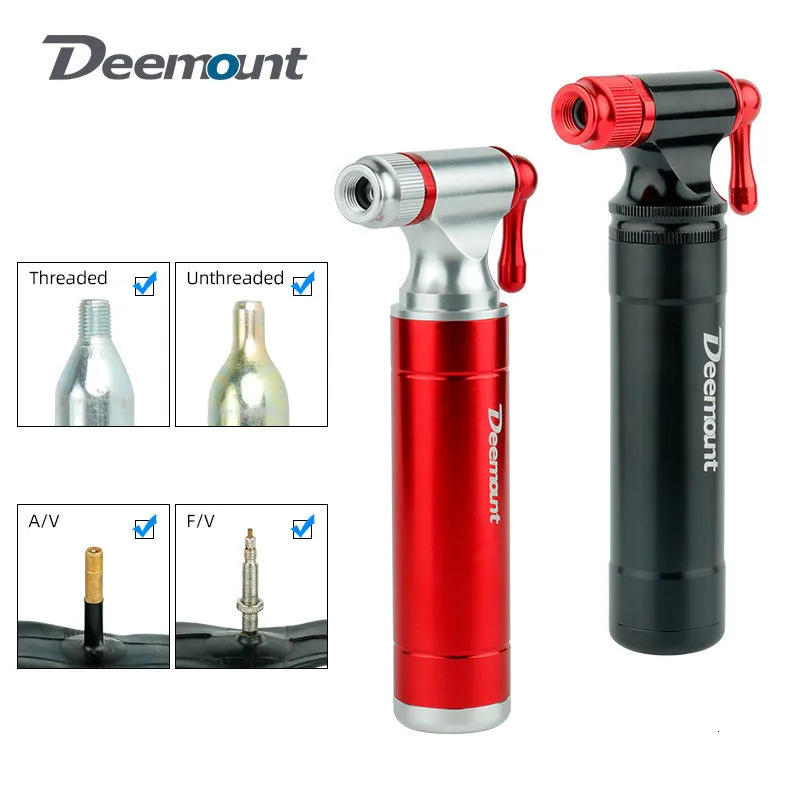 Bike Pumps Deemount Bicycle Portable Air Pump Co2 Tire Inflator Aluminum Mini Pump Fits 8/12/16G Co2 Cartridge MTB Bike Accessories 230919