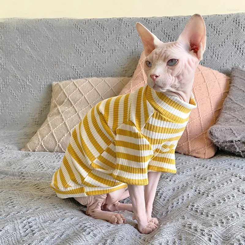 Costumi per gatti Abito per animali domestici con motivo a strisce Abiti senza peli Sphynx per Devon Rex Conis Costume Abiti per gattini