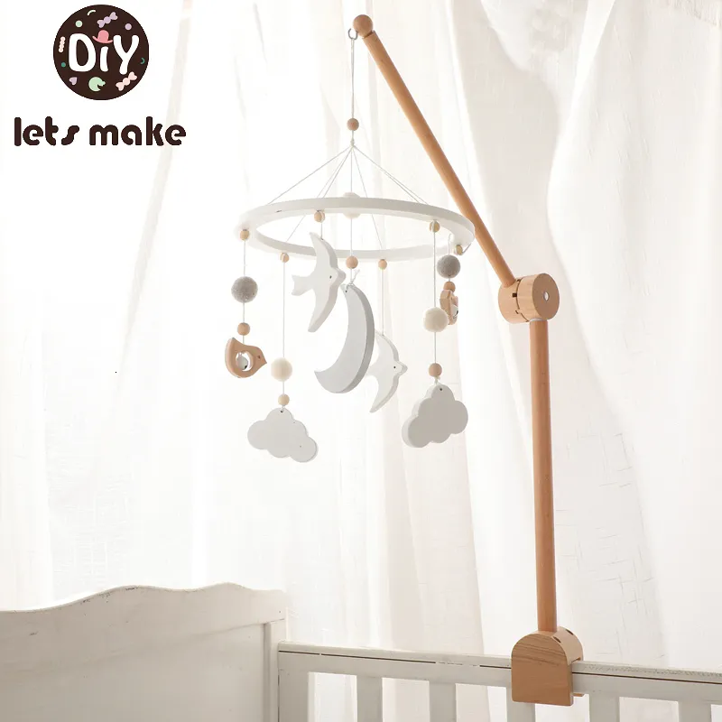 Mobiles# Let's Make Baby Lettino in legno Campana Cartone animato Uccello Mobile Sonagli Giocattolo 0-12 mesi Giostra Supporto per culla Staffa per braccio Regali per nati 230919