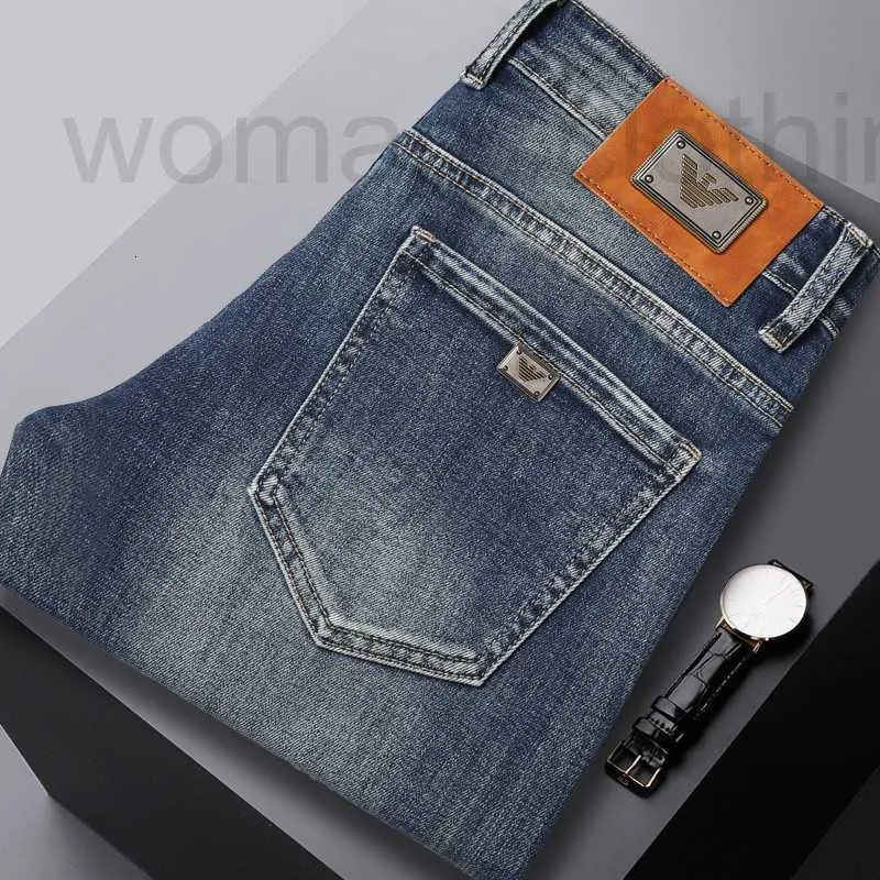Männer Jeans Designer 2023 Herbst/Winter Dicke Elastische Slim Fit Kleine Gerade Hülse High-end Jugend Vielseitig Hosen NP19