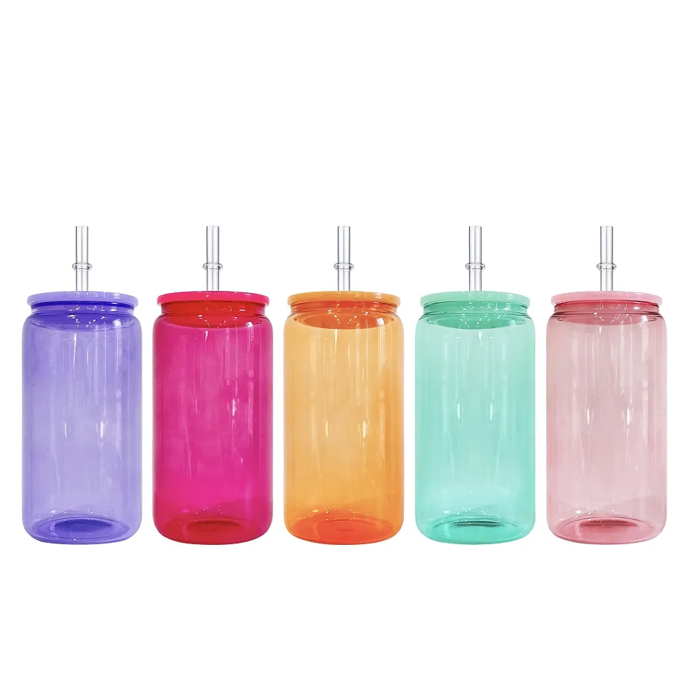 Borosilicate Glass Cups with Lid - Unique Can Shape