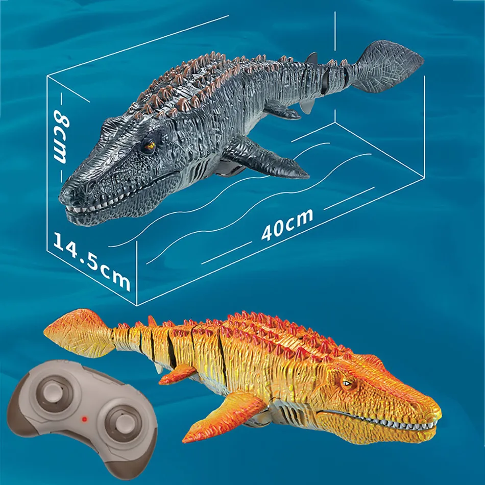 Electricrc Animals RC Mosasaurus Toy 2.4gリモートコントロールロボット潜水艦恐竜動物ロボットエレクトリックサメのおもちゃ男の子230919