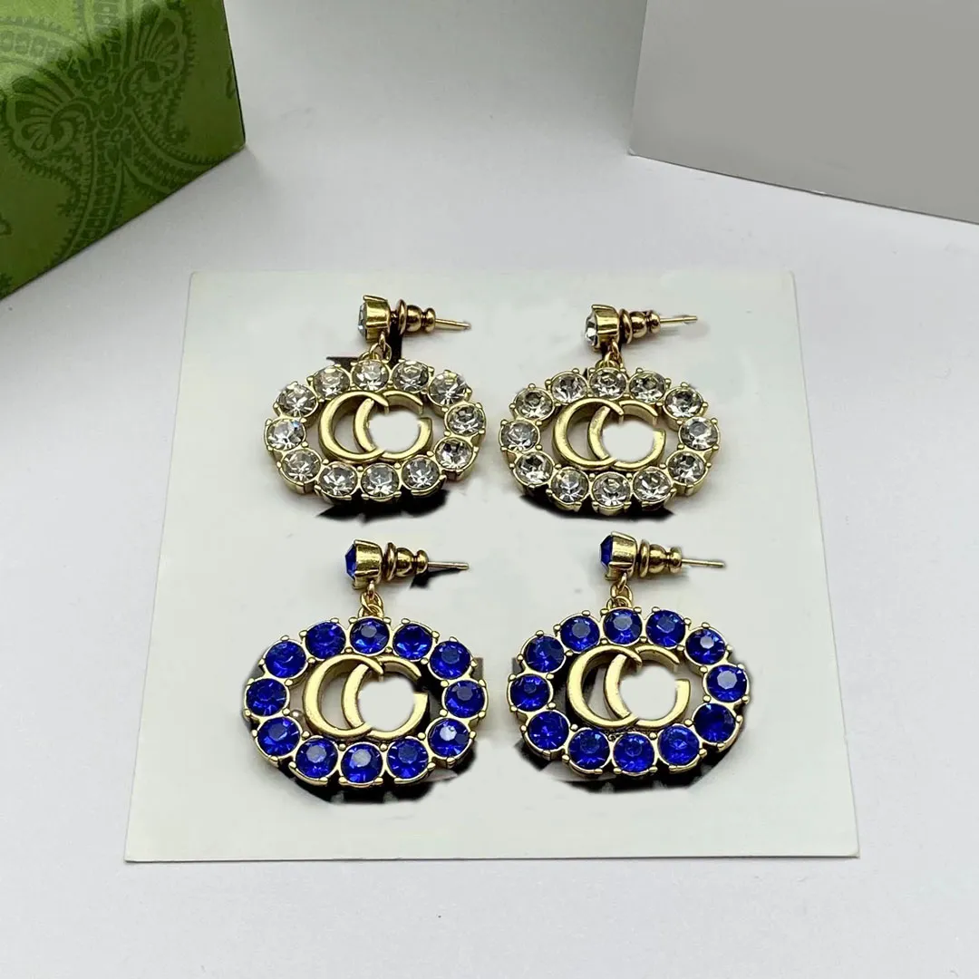 Boucles d'oreilles de luxe avec perceuse à eau bleue, bijoux de styliste pour femmes, fête de mariage, bijoux de tempérament aristocratique