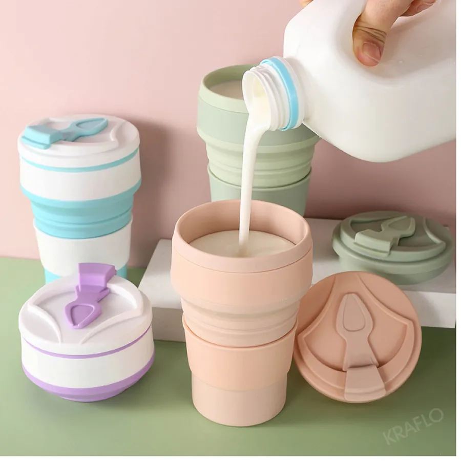 Collapsible Travel Mug - Silicone Folding Cup, Telescopic, Portable ...