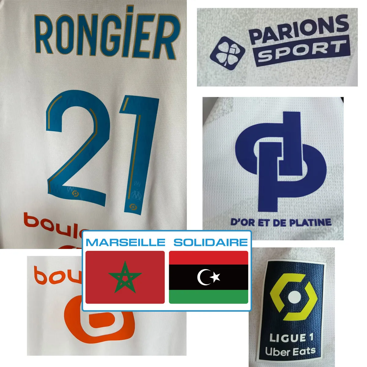 Souvenirs à collectionner 2023 Marseillee Solidaire Vitinha Ounahi Rongier Mbemba Player Issue Maillot Camiseta Soccer Patch Badge Printing