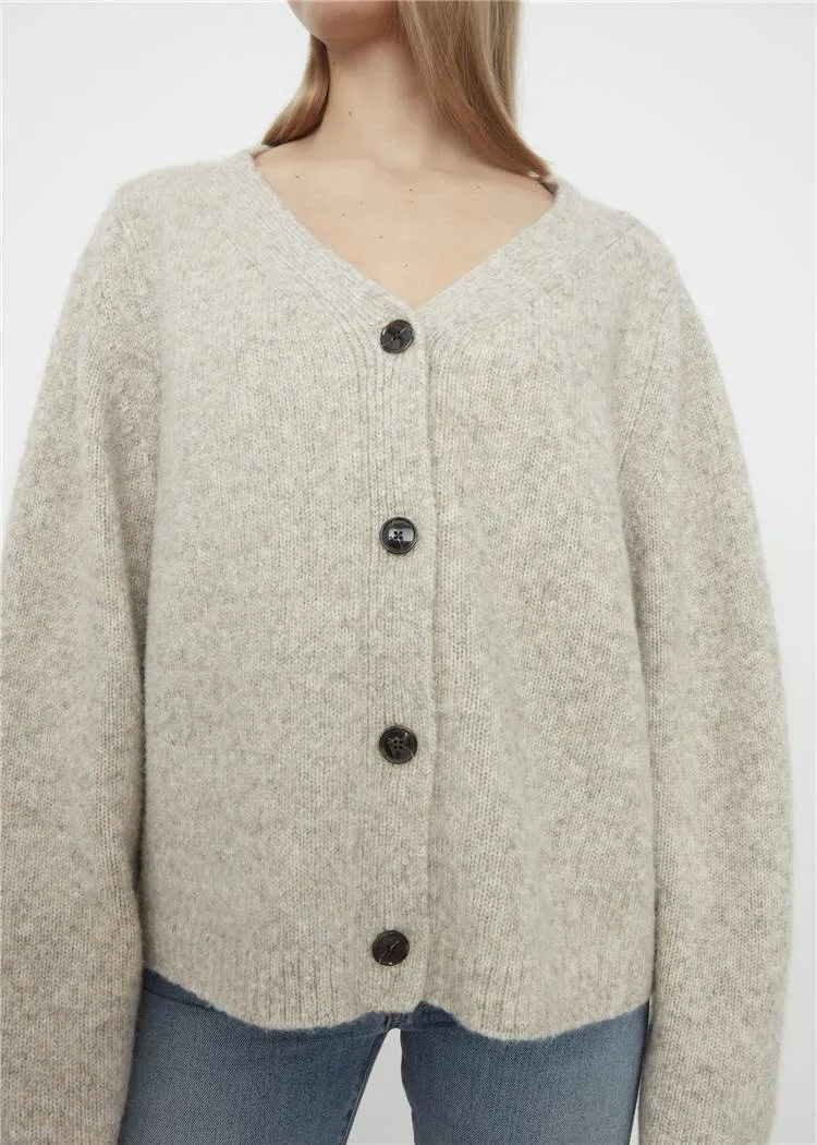 TOTEME осенне-зимний женский свитер, сумка, вязаный шерстяной кардиган с v-образным вырезом и открытыми плечами, свободное ленивое простое женское пальто с длинными рукавами