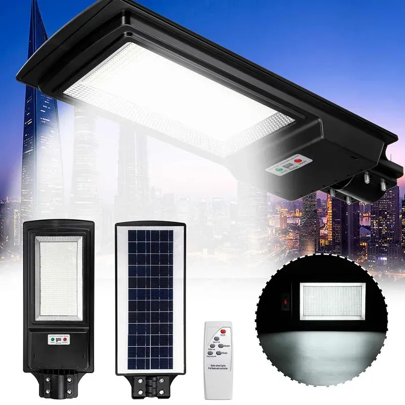 300W 600W Solar Street Light Outdoor Lighting Radar Sensor Road Lamp with pole remote control 492led 966led 23 LL