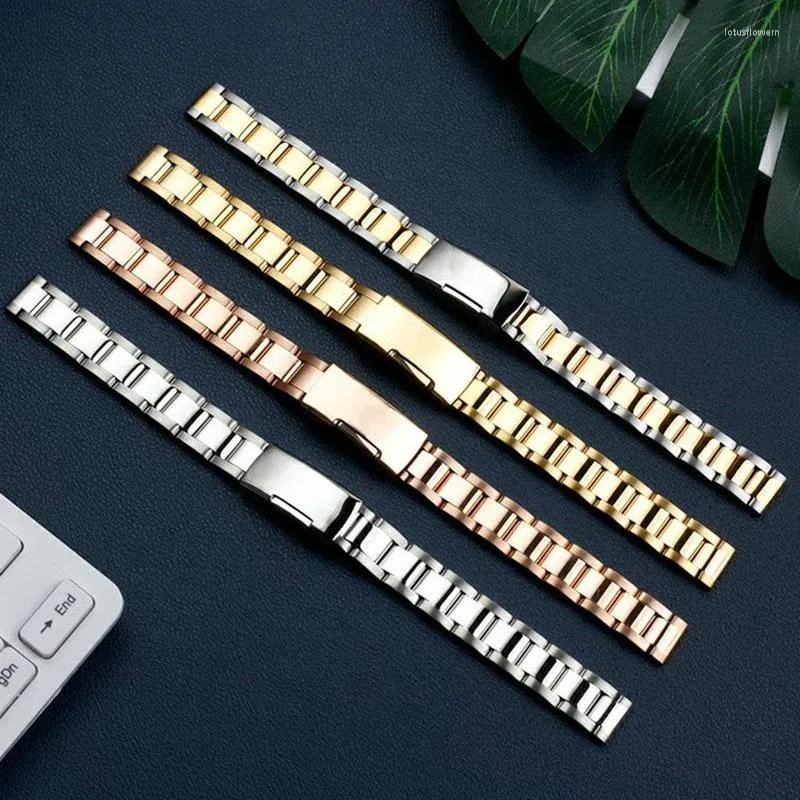 Watch Bands Small Size Width Strap Female Stainless Steel Watchband Metal Fine Silver Gold Rose 10mm 12mm 14mm 16mm Women's Bracelet