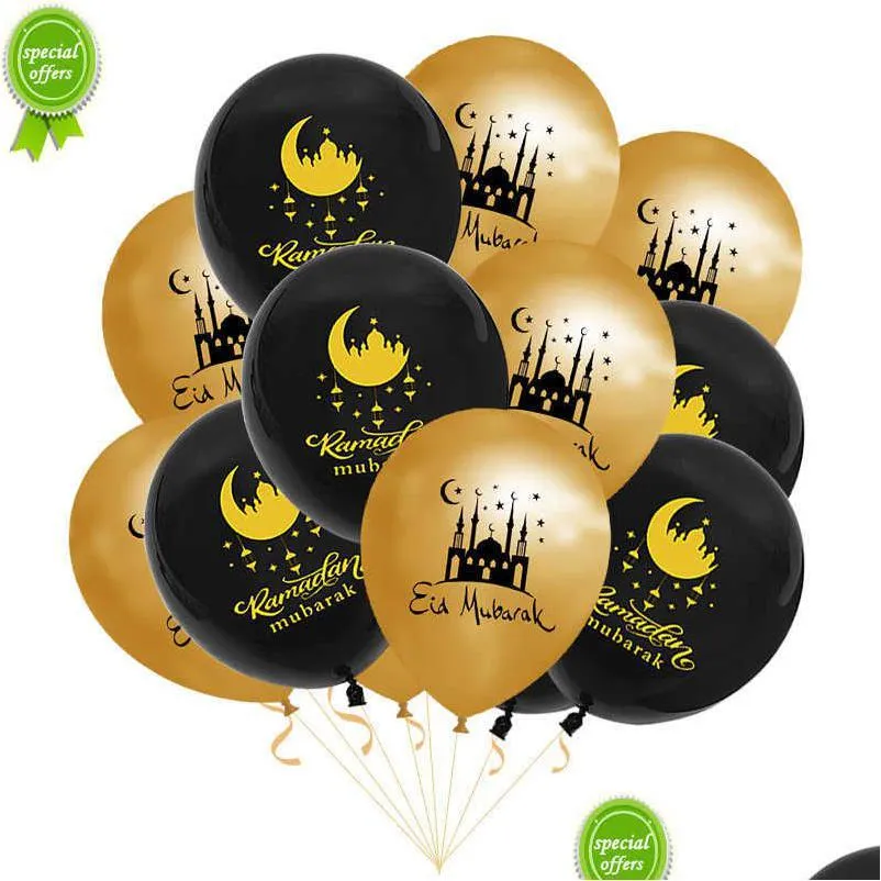 その他のハウスキーピング組織Eid Mubarak Latex Balloons Ramadan Decoration for Home Islamic Muslim Festival Party Supply 2023 K DH8EI