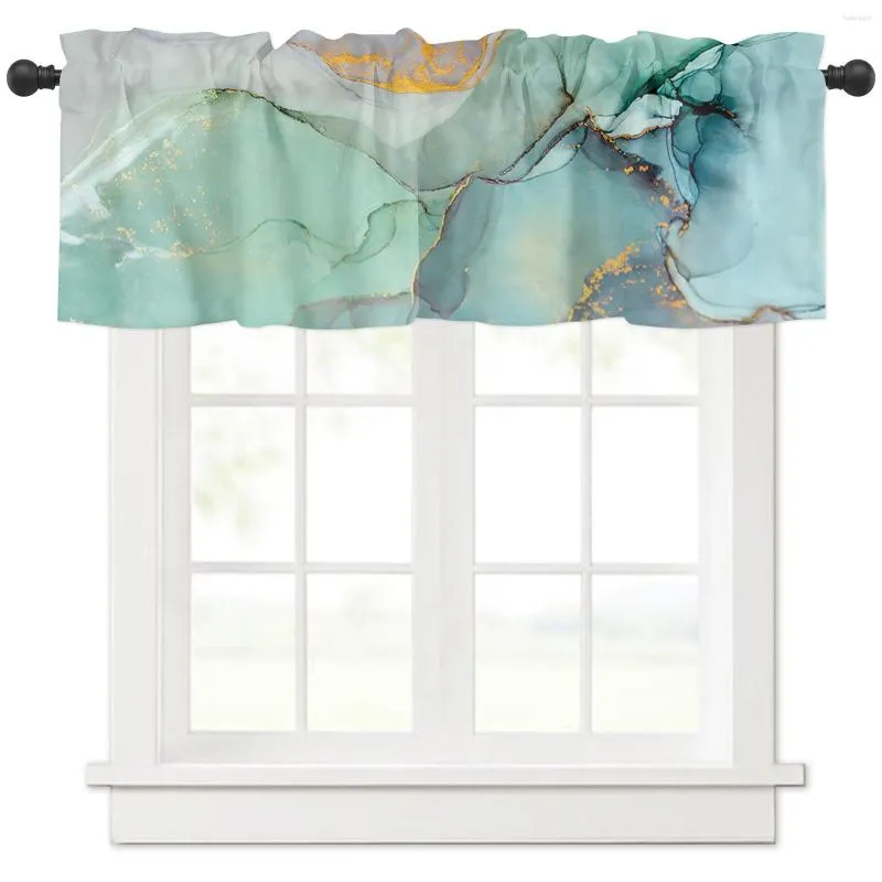 Curtain Marble Turquoise Short Curtains Kitchen Cafe Wine Cabinet Door Window Small Wardrobe Home Decor Drapes