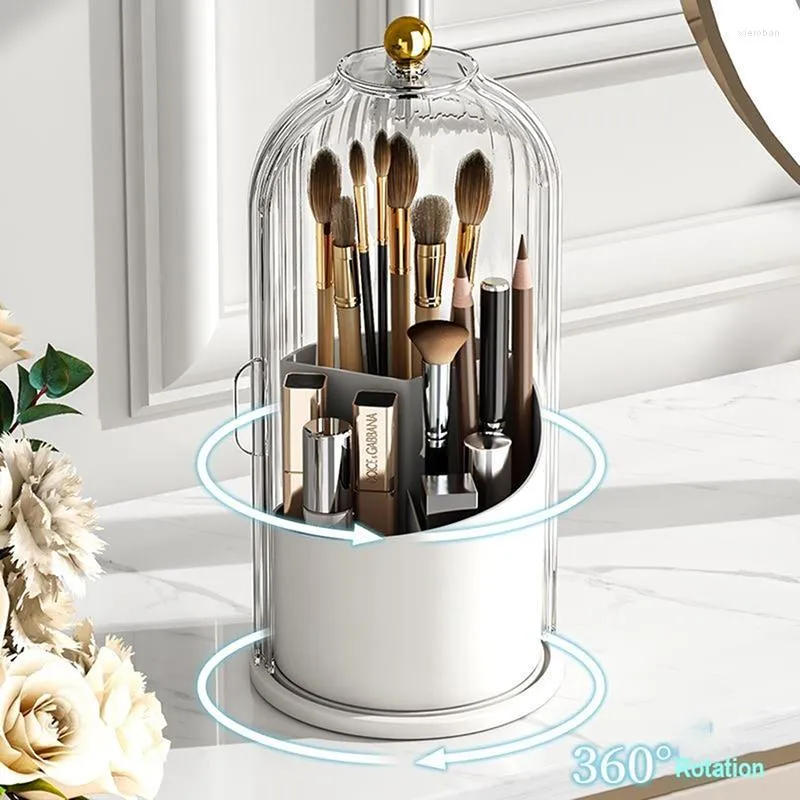 360° Rotating Makeup Brush Holder With Lid Luxury Glass Rotating Makeup  Organizer For Lipstick, Eyebrow, Pencil, And Eye Shadow From Xieroban,  $17.91