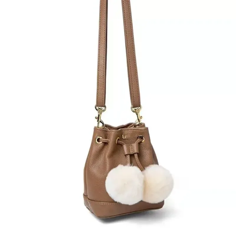 Fashion brand designer bag autumn and winter new small bag ladies accessories pompom Aaliah bag bucket bag shoulder bag backpack women