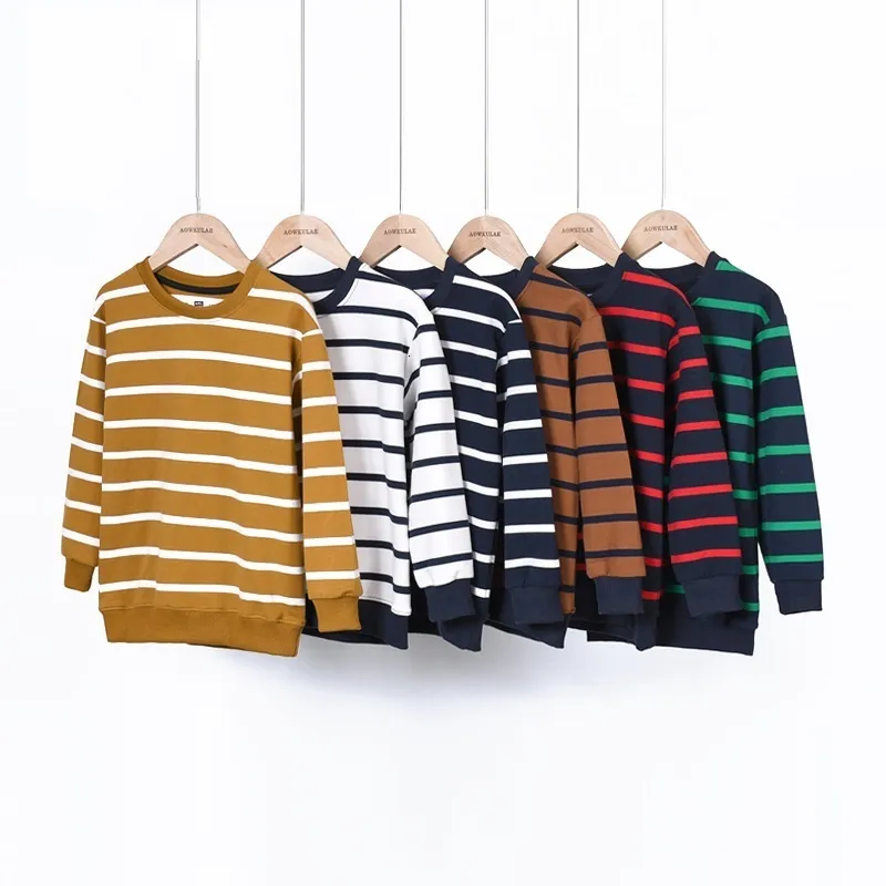 Hoodies Sweatshirts Spring Autumn Korean Boys Sweatshirt 4years10years Big Long Sleeve Tops Children Kids Stripe Base Shirt 230919