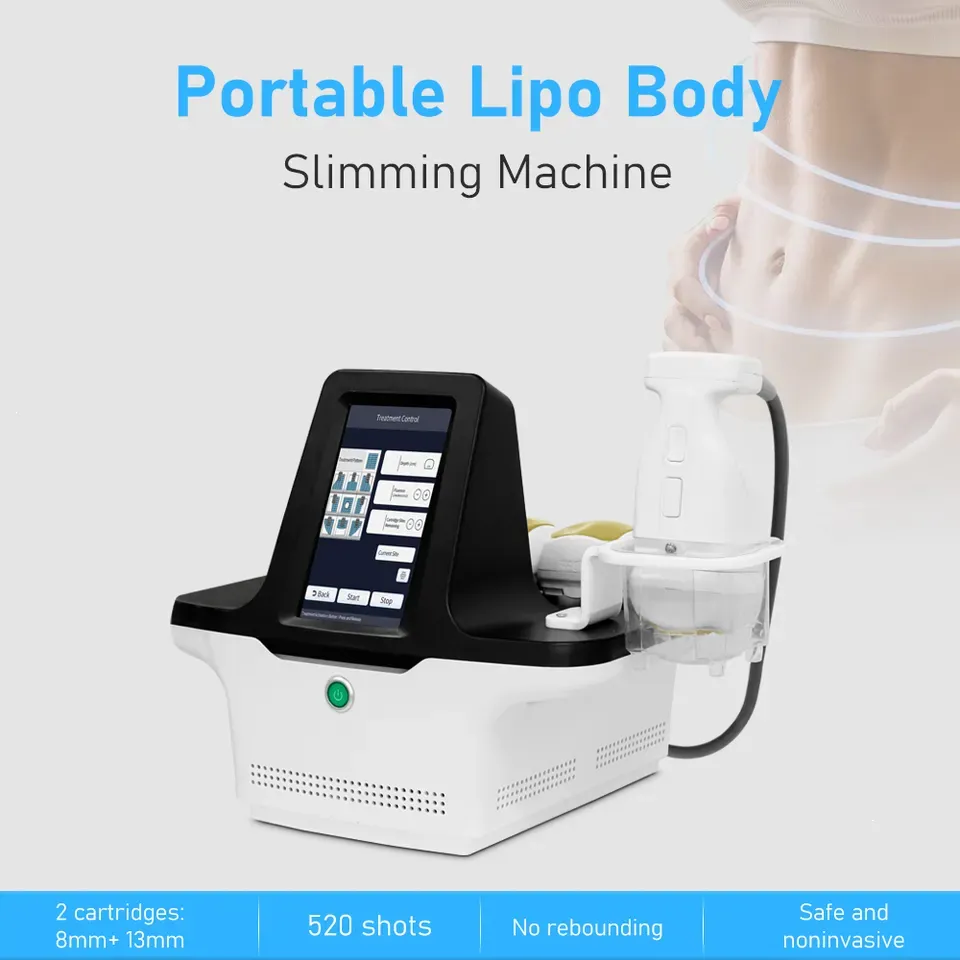 Machine hifu liposonique portable, raffermissement de la peau, perte de décomposition des graisses, effet de combustion des graisses, amincissement immédiat du corps, dispositif hifu