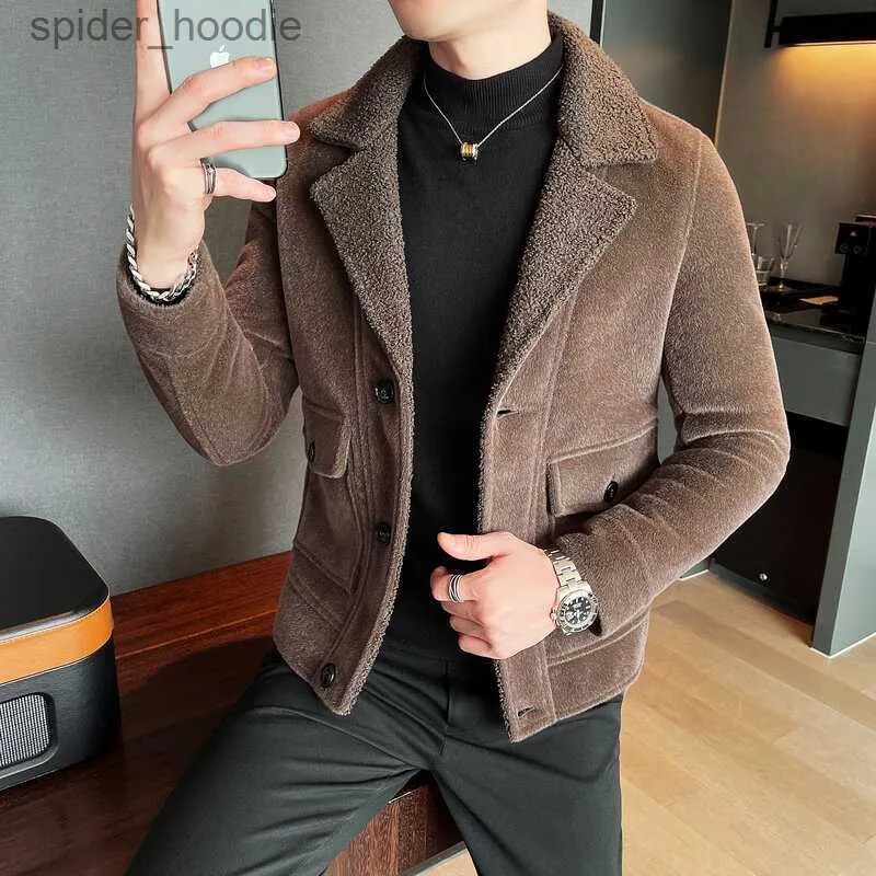 Men's Wool Blends 2023 Autumn Winter Abrigo Hombre Casual Men Woolen Jacket Slim Coat Fashion Warm Long-sleeved Gentleman Pockets Wool Jackets L230919