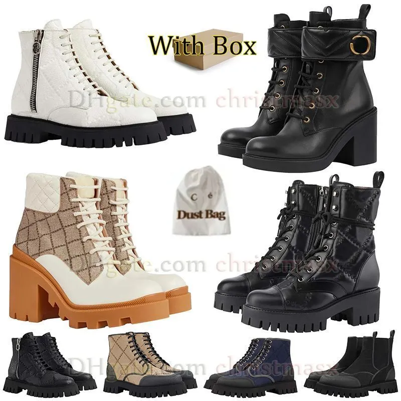 2023 Neues Muster Martin Stiefel Hoher Lederstiefel Plateauabsatz Reißverschluss Oxford-Schuh Vintage-Druck Schneestiefel Gummisohle Damen-Lederstiefel Schnürstiefel mit Box