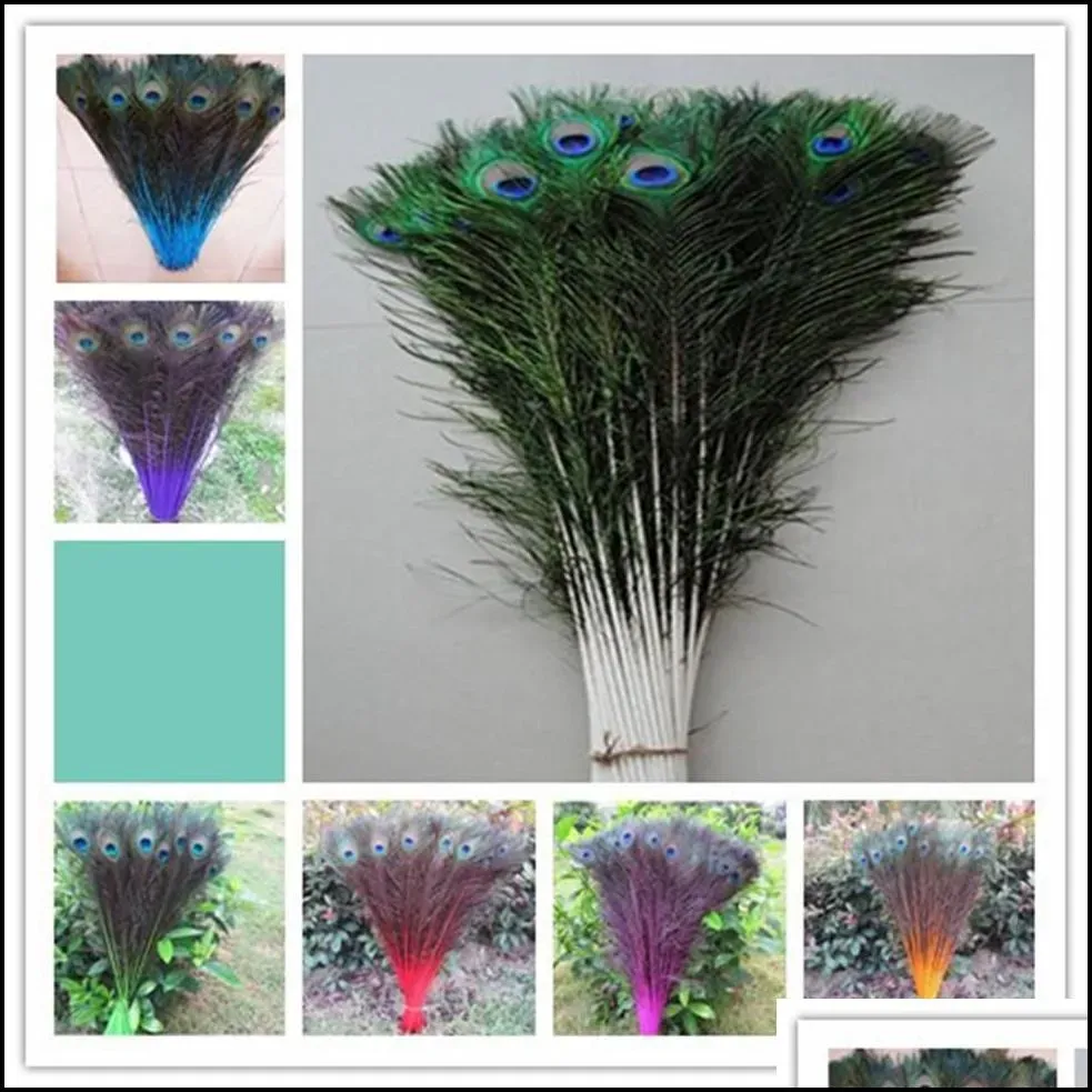 100 pcs high quality 7080cm 2832inches peacock feathers u pick color230w