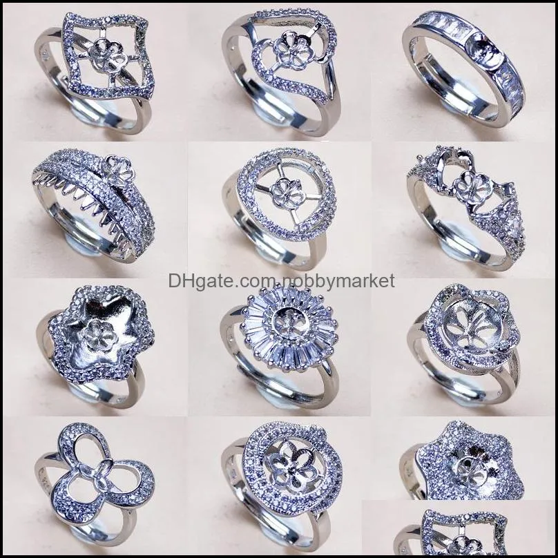 Paramètres de bijoux 2021 Bagues de perles 925 Bague en argent pour femmes Montage vierge Accessoires de mode DIY Cadeau Drop Livraison Dhgarden Othek