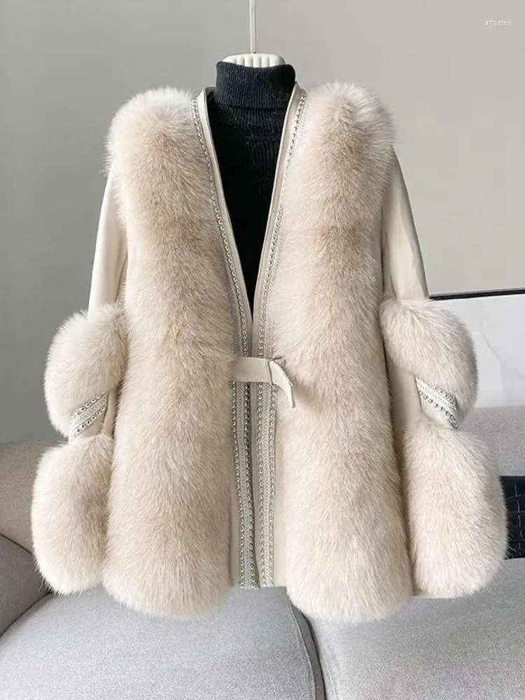 Kadınlar Kürk Mağaza hırka Kadınlar En kaliteli deri patchwork uzun kollu ceket kış moda mizaç kalınlaşmış katlar için