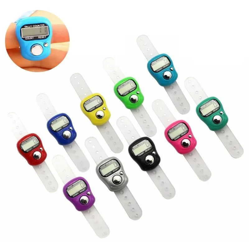 Mini Hand Hold Band Tally Counter LCD Digital Screen Finger Ring Electronics Head Count Buddha Electronic Counters Multicolor