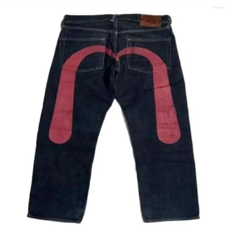 メンズジーンズファッションヨーロッパスタイルヒップホップメン/ユースミッドウエスト幾何学的なプリントポケットストレートタイプビンテージカウボーイパンツS-2xl