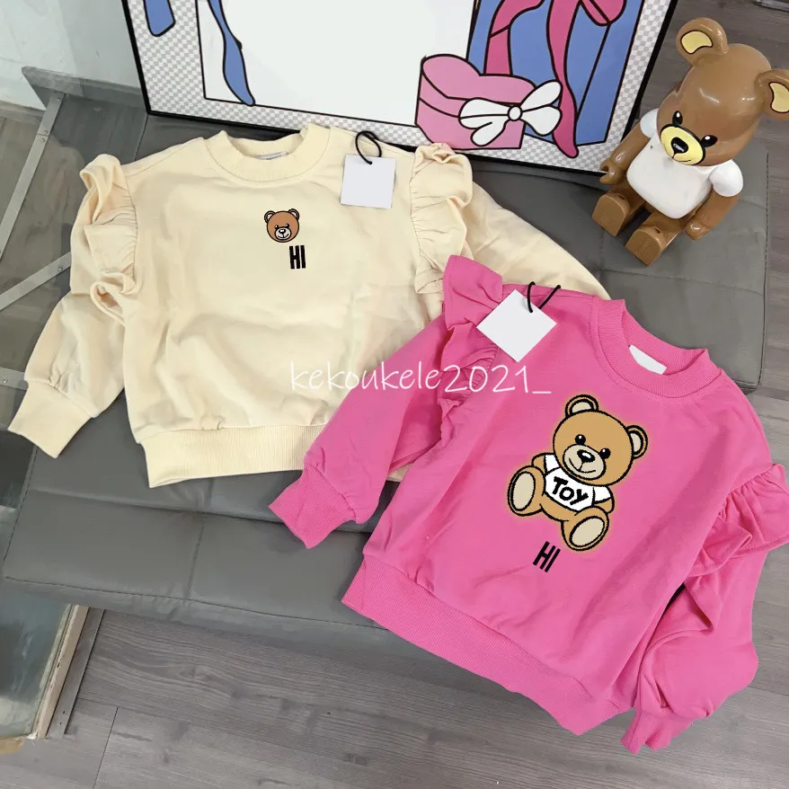 Kızlar sweatshirtler Sonbahar sevimli uçan kollar baskı hoodies kız bebek% 100 pamuklu tişört çocuklar tees casual çocuk giyim