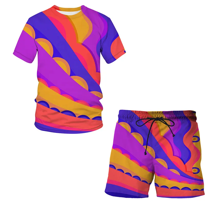 Nouvelle mode femmes/hommes Vortex drôle impression 3d T-Shirt/short de jogging ensembles de survêtement décontractés S-7XL 001