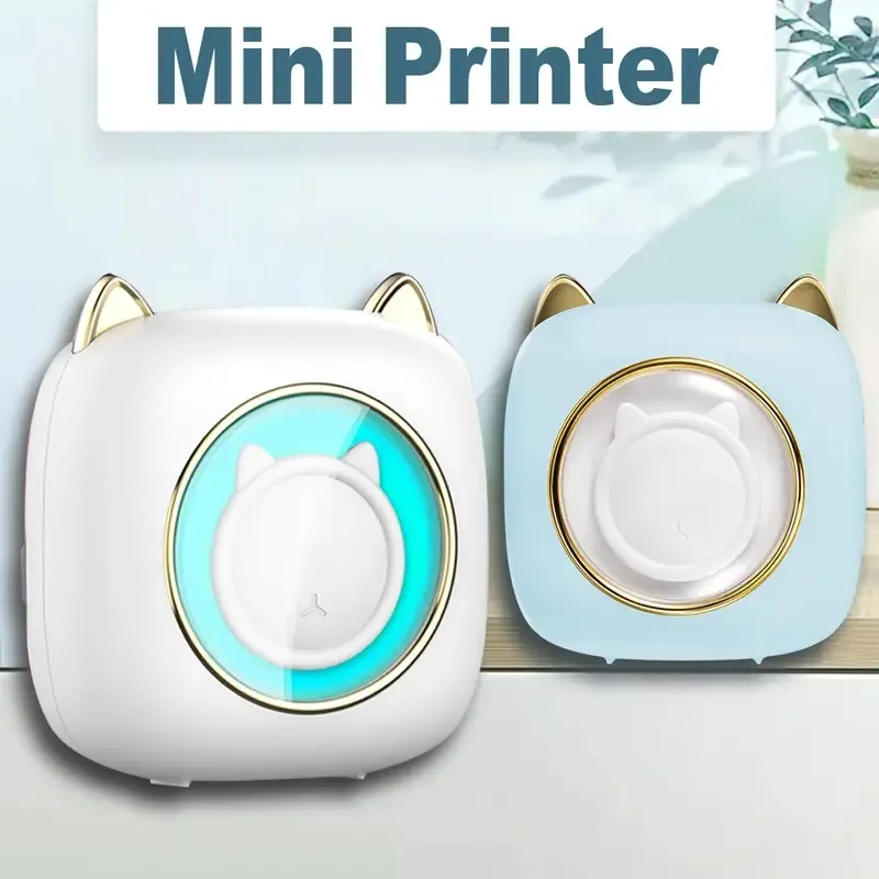 1pc mini-printer voor iPhone en Android, draadloze mini-fotoprinter, labelprinter, draagbare BT mini-thermische printer voor het afdrukken van labels, dagboeken, studie