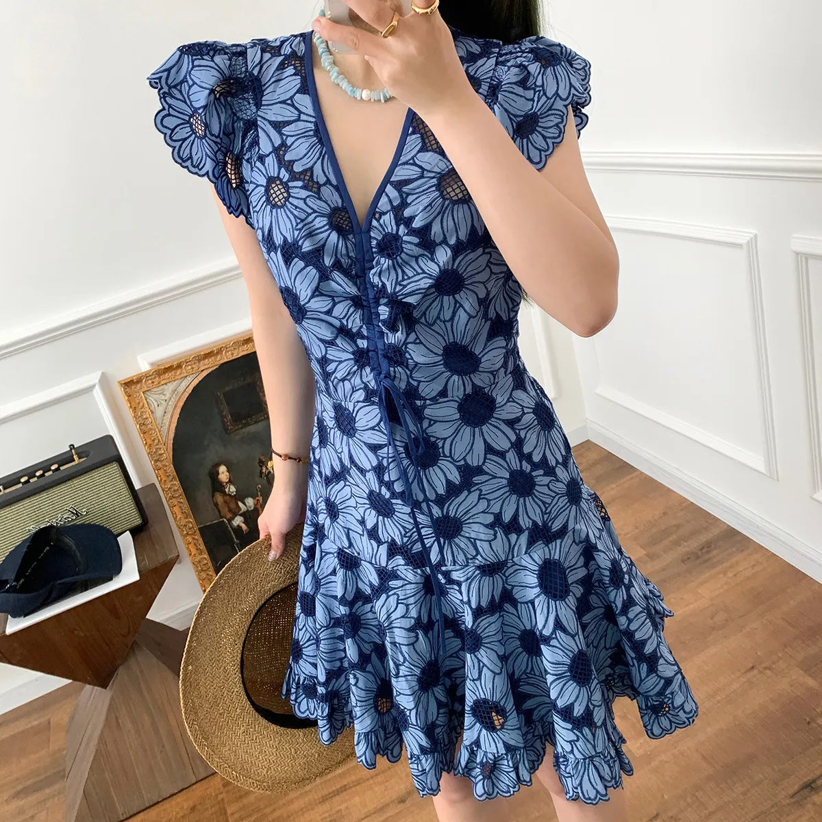 Sandro Dress: V Neck Chemical Lace Mini Dress With... From  Zhuwofazai551188, $77.37 In Bulk | DHgate.Com