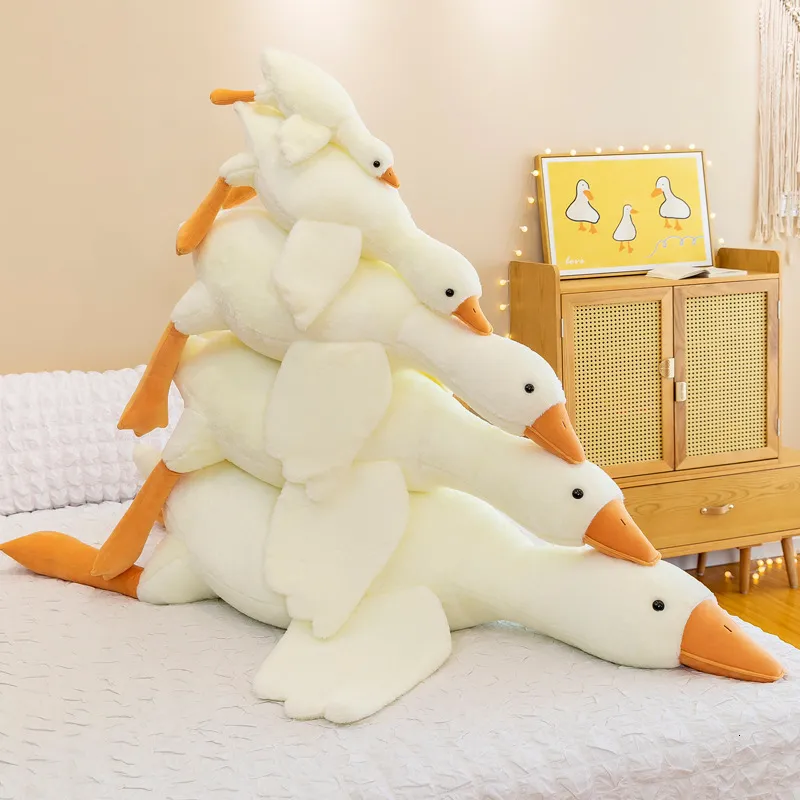 Plush Pillows Cushions Big Size White Goose Plush Toy Kawaii Huge Duck Sleep Pillow Cushion Soft Stuffed Animal Doll Birthday Gift for Girl 230920