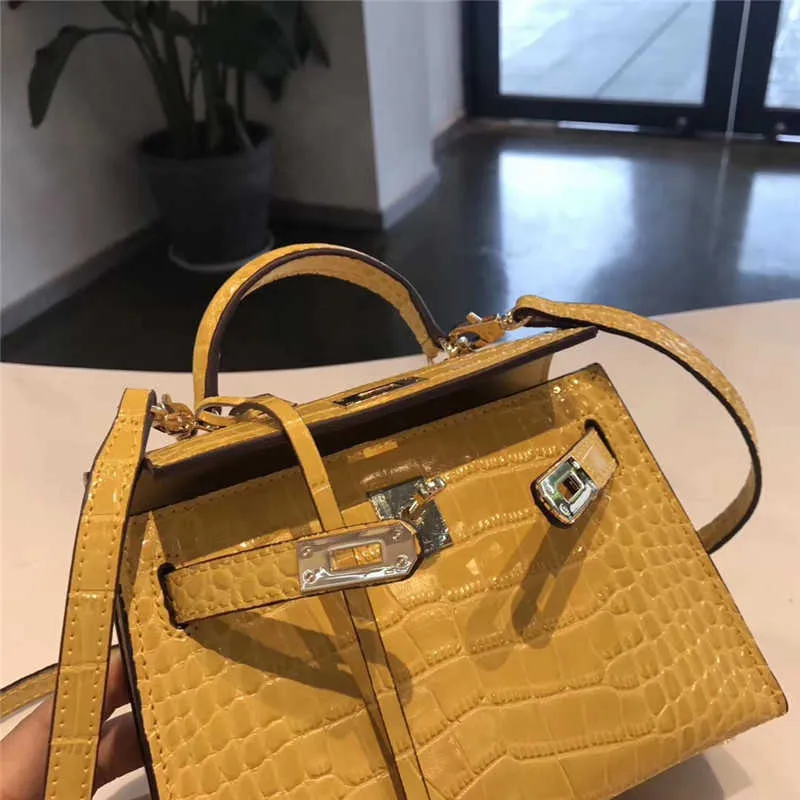 Kaily luksusowa torba 2023 Nowa żółta krokodyl drugiej generacji mini mody mody damskie One ramię Crossbody Korean Edition MCL2