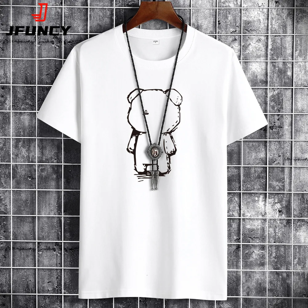 T-shirts hommes JFUNCY Summer Men Tops Plus Taille S-6XL Lâche Manches courtes Respirant Coton Homme Tshirt Hommes Casual Cartoon Imprimer T-shirts 230920