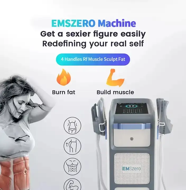 2023 Vendita calda Perdere peso 4 Maniglie 14 Tesla Ems Stimolazione muscolare elettrica Body Sculpting EMSZERO Macchina