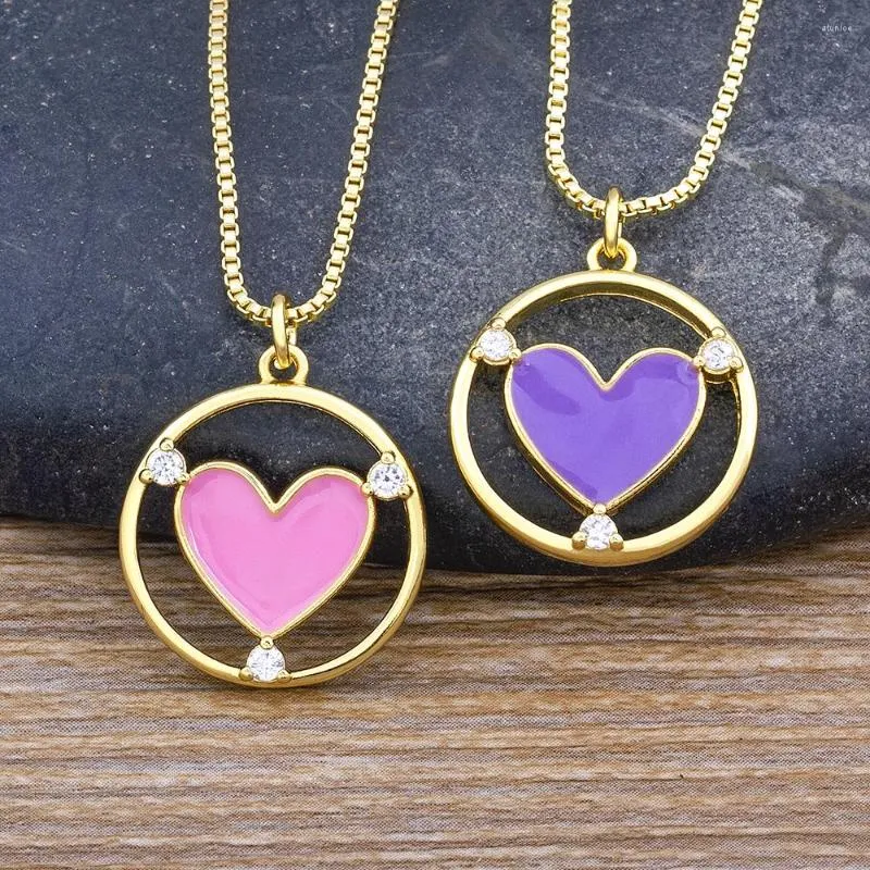 Catene AIBEF Romantico 4 colori Collana in oro di cristallo a forma di cuore Rame Zircone Fascino femminile Gioielli Regali di fidanzamento per feste di moda