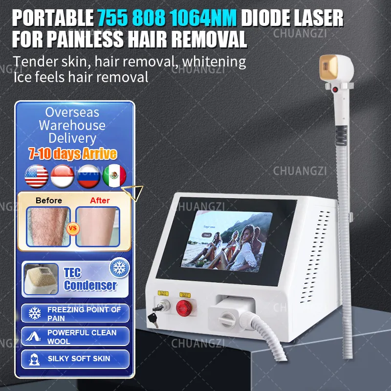 808nm Laser Ontharing Apparaat voor Vrouwen Mannen Huidverjonging 755/808/1064 Epilator Diode Laser Haar Remover voor Thuis Schoonheidssalon