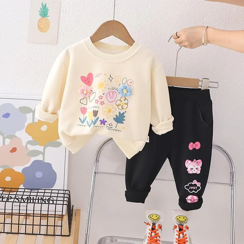 Ensembles De Vêtements Bébé Fille Automne Vêtements Coréen Dessin Animé  Imprimé T Shirts À Manches Longues Et Pantalons 12 18 Mois Pour Les Filles  Boutique Tenues Du 19,74 €