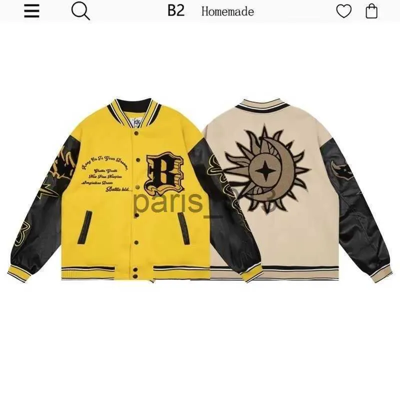 Mensjackor Nya ankomster Män Designer Coat American Flame Element Letter Yellow Baseball Jacket för män och kvinnor Chinachic Street Lovers Jackets Spring and Autum