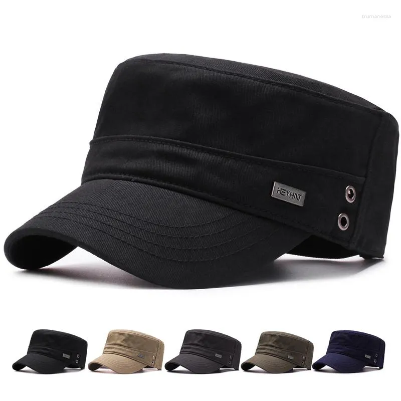 Berets Four Seasons Flat Cap Men Cotton Military Caps Baseball Casual Trucker Snapback Captain Army Visors Training Cadet