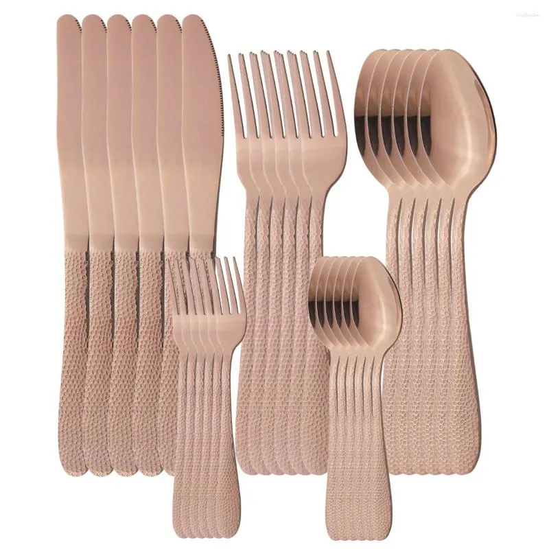 Dinnerware Sets 6 People Cutlery Set Kitchen Flatware Silverware Western Stainless Steel Knives Fork Tea Spoon Tableware