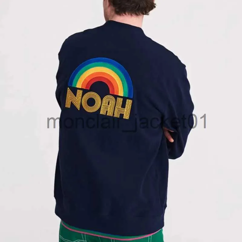 Herren Hoodies Sweatshirts 2023 Neue Noah Strickjacke Mäntel Regenbogen Gestickte Taste V-ausschnitt Männer Frauen NOAH Jacken J230920
