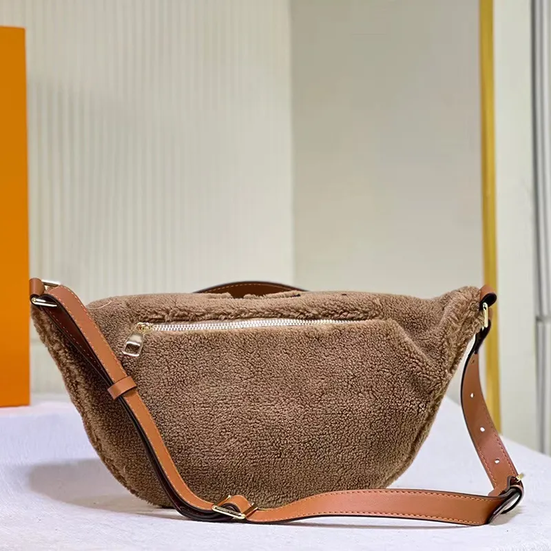 5a top quality flocked velvet fabric plush waist bag Designer shoulder bag Adjustable crossbody bag women luxury handbag winter