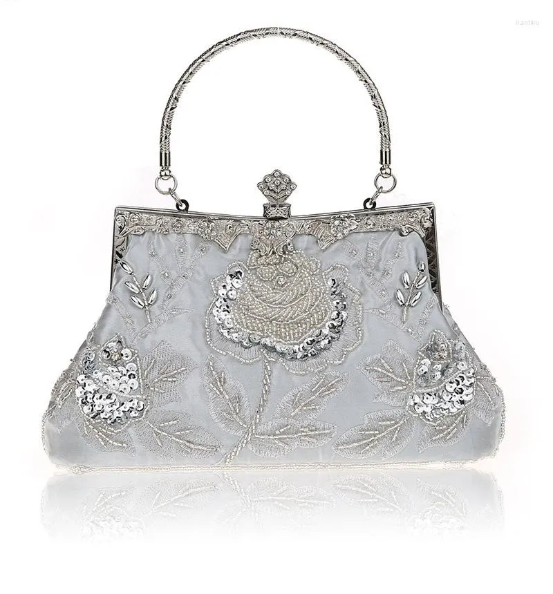 Borse da sera 2023 Pochette di fiori ricamati di alta moda da donna Borse da sposa retrò per feste di matrimonio Pochette per borsa rossa viola blu