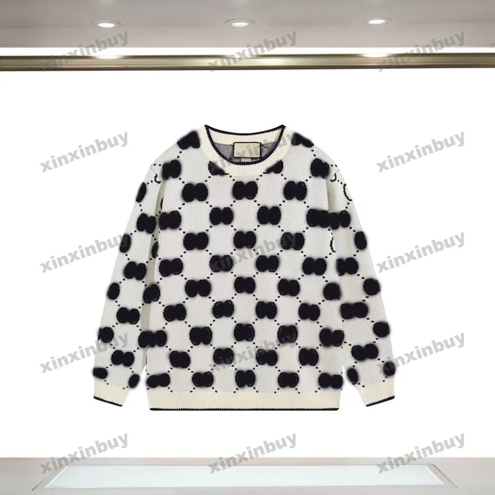xinxinbuy män designer hoodie tröja dubbel bokstaven jacquard paris rund halskvinnor svart lila gul xs-2xl
