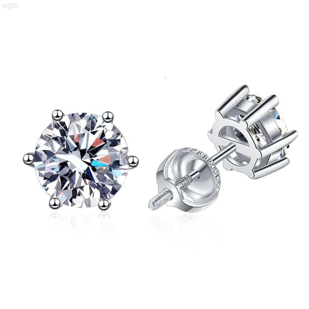 Classic Design Six Claws Studs Arets de Plata 925 Sterling Silver VVS Moissanite Diamond Fashion Jewelry Earring