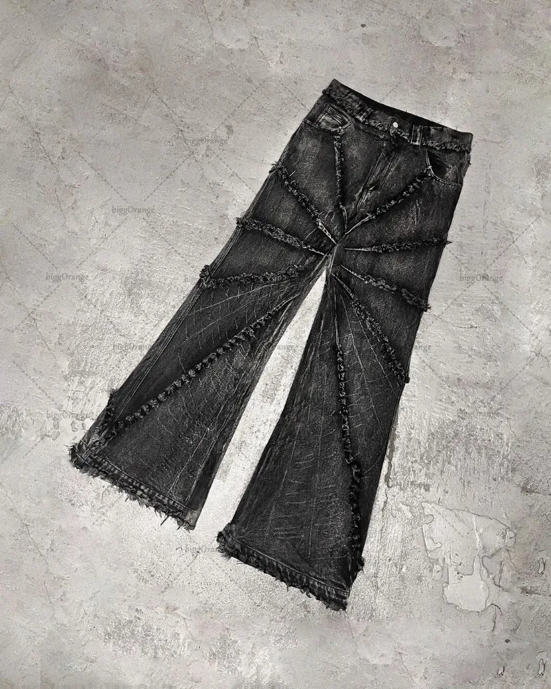 Men's Jeans 2023 Street Retro Raw Edge High Waist Skinny Y2K Fashion Casual Loose Versatile Distressed Wide Leg Women's 230919