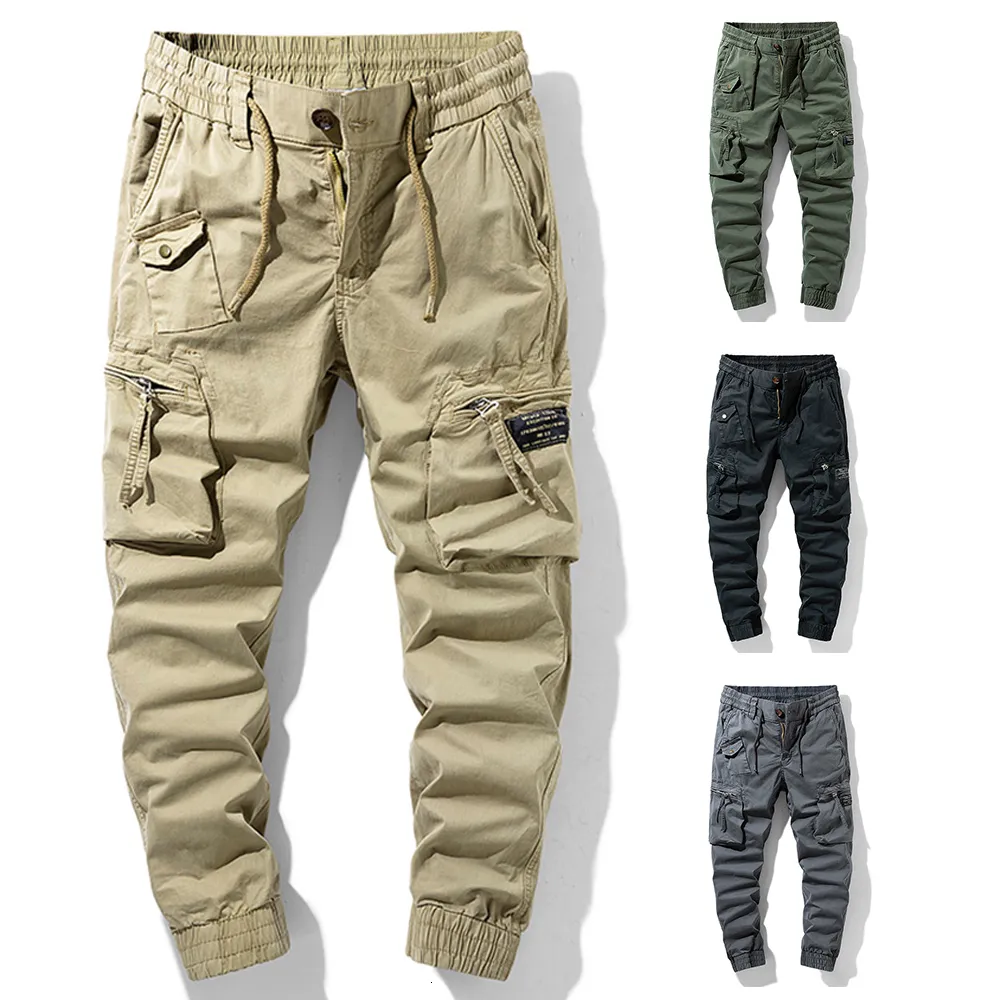 Męskie spodnie 2023 Spring bawełniany odzież jesień mody mody sprężystość elastyczna talia Pantelones Tipo Men 230919