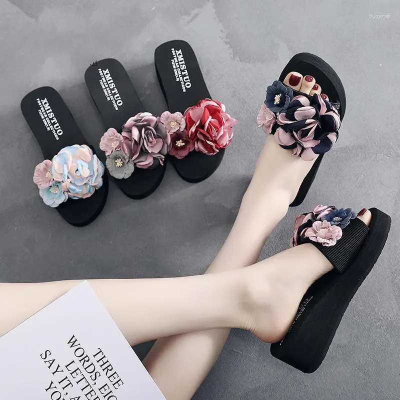 Slipper Style Slippers For Girls Sweet Flower Summer Shoes Outdoor High Heel Parent Child Handmade