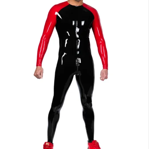 CatSuit Costumes 100% LaTex Rubber Gummi Uniform Catsuit Ganzanzug Handgjorda tights Bodysuit