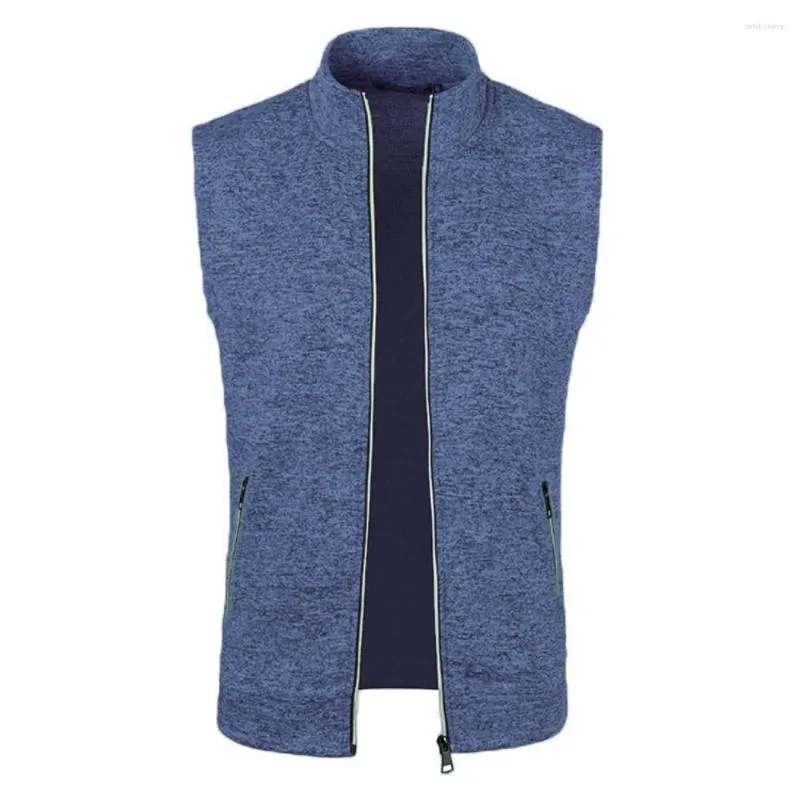 Sweats à capuche pour hommes Gilet Homme Col montant Débardeur Sweat Hommes Gilet Veste Col Roulé Mince Polaire Cardigan Printemps Automne Sans Manches